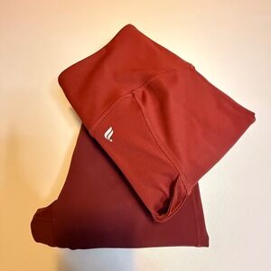 Fabletics Set/2 Burgundy Moto Ribbed High Waist Pocket Leggings Women's Size S #